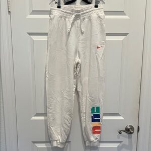 Nike White Joggers with Colorful Logo M